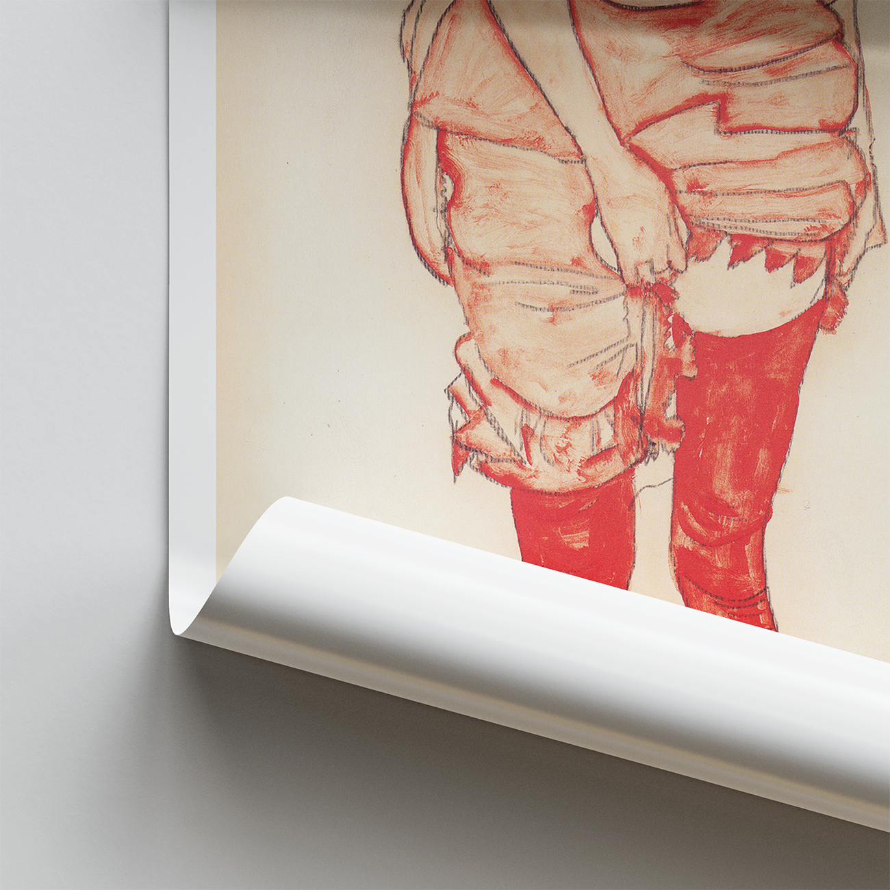 Poster_Close-up_-Egon_Schiele_-_Stehende_Frau_in_Rot_-_1913